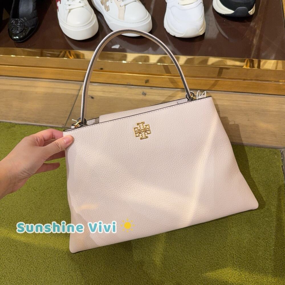 NWT Tory Burch 160639 Large Britten Smooth Satchel Bag Delicate Pink